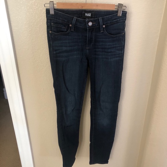 Paige Verdugo Ankle Dark Wash Skinny Jeans - Picture 1 of 4